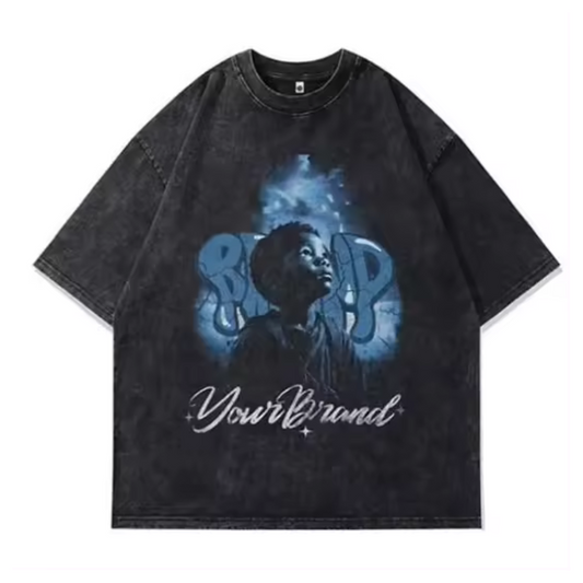 High Quality 200 Gsm Acid Washed Vintage T-Shirt Boxy Fit and Oversized for Men Custom Blank Stone Design Knitted Fabric